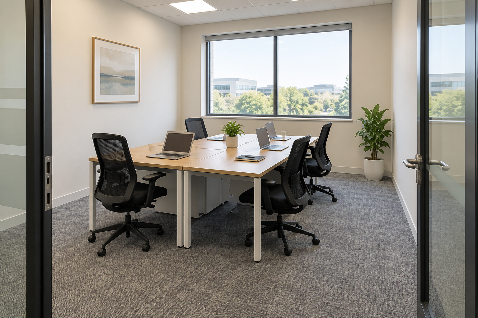 Beispielbild: privates Serviced Office für vier Personen; nicht der tatsächliche Raum in Shenzhen